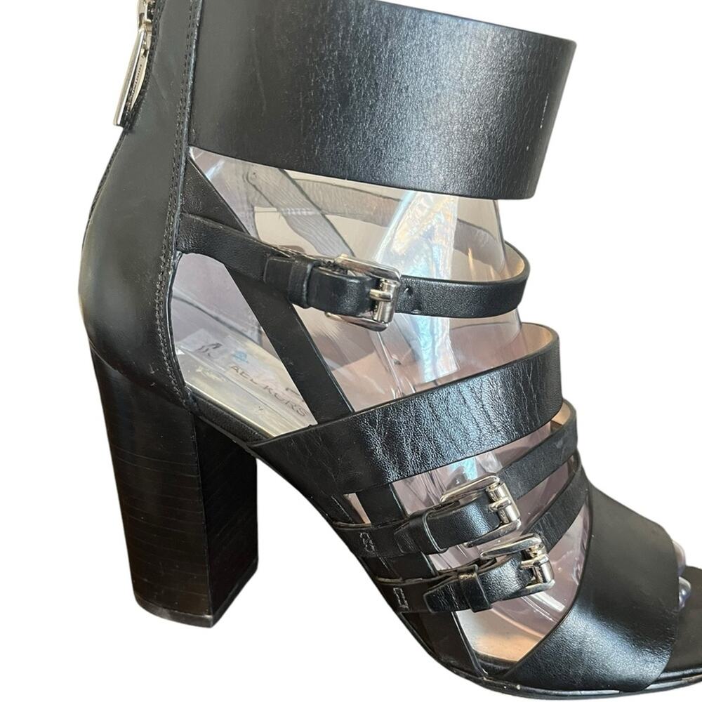 MICHAEL MICHAEL KORS Winston Black Leather Strappy Buckle Sandals Women’s Size 8 - Picture 4 of 9
